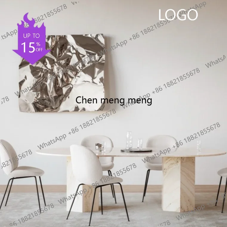 K182Natural Travertine Dining Table Oval Dining Table Modern Simple Small Apartment Living Room Home Dining Table