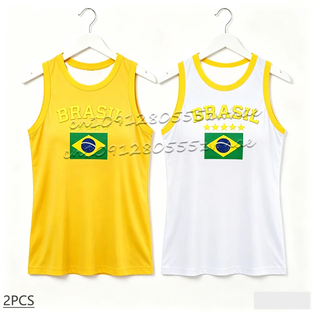 2026 New Five Stars Brazil Print Sleeveless T-shirt For Women Summer Goth Street Sexy Crop Tops Casual Vintage Punk Y2K Tops