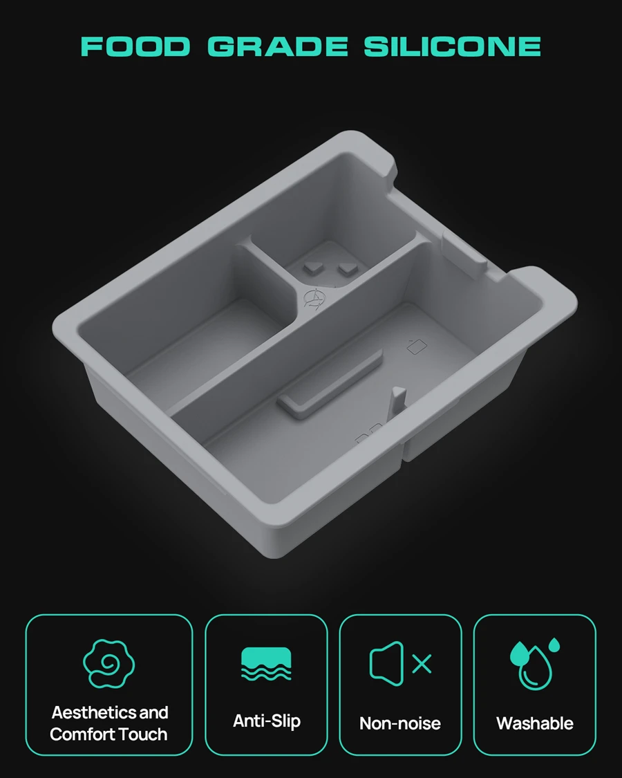 Organizzatore del vassoio della Console centrale a doppio strato in Silicone HALOBLK per Tesla Model Y Model 3 2023-2021 Cupholder Design brevettato