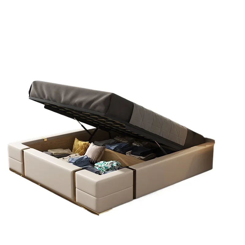 

Italian light luxury leather double bed master bedroom 1.8 meters bed