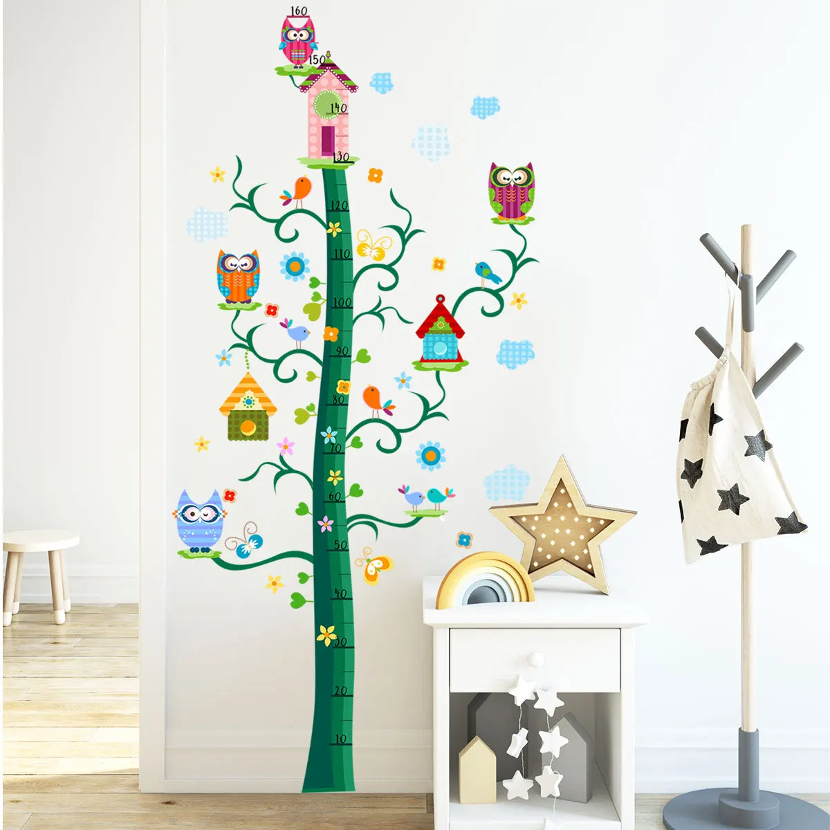 Cartoon Tree Animal Height Measure Sticker For Children\'s Room kids Decor Self adhesive Height Meter Kindergarten Wall Stickers