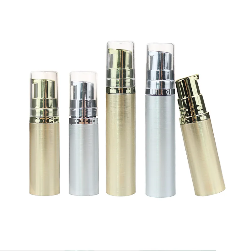 10/30 Stuks Luxe 5Ml 10Ml Lege Airless Vacuümpomp Fles Goud Zilver Hervulbare Flessen Voor Reis Cosmetische Lotion Container