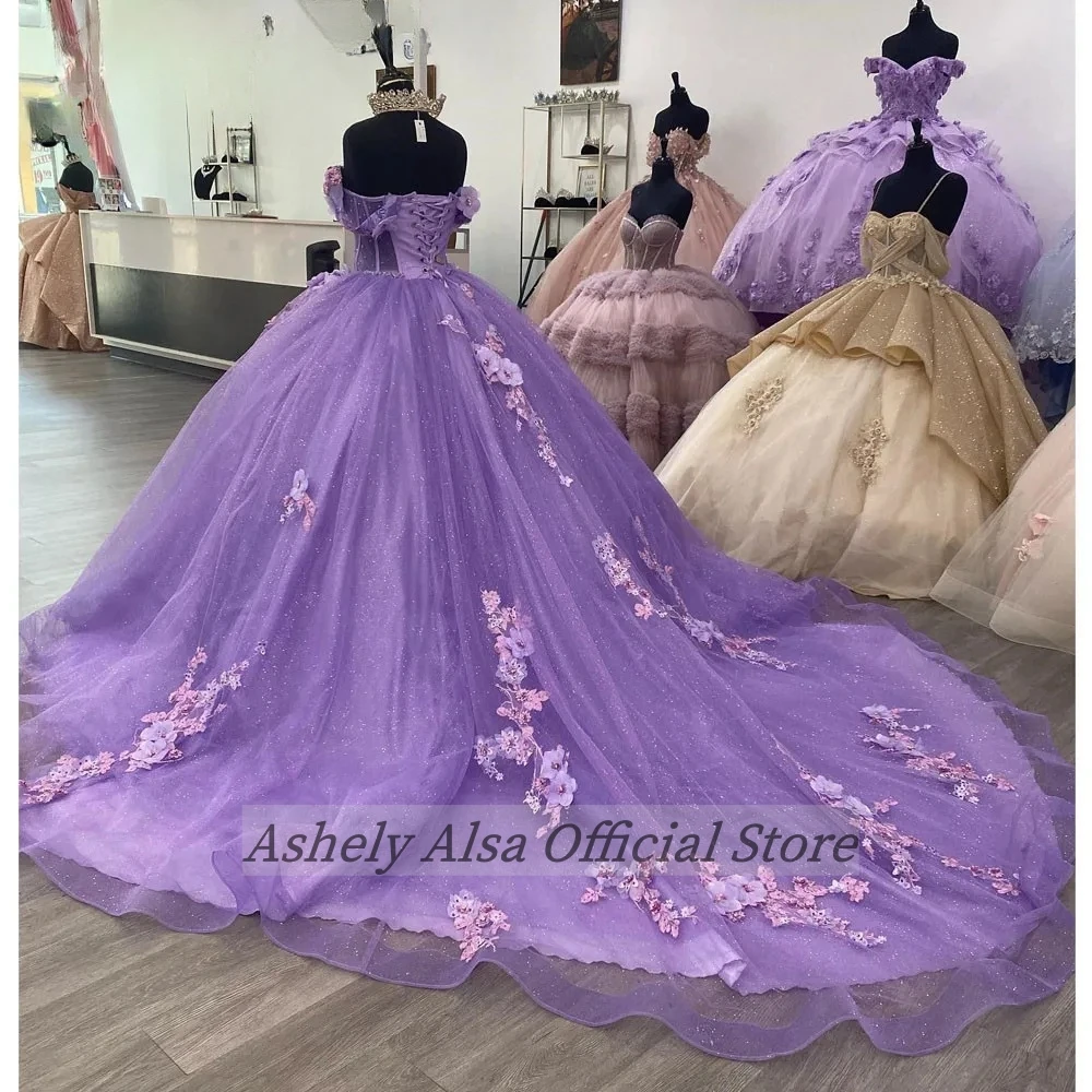 Gaun Prom wanita ungu muda kustom gaun pesta ulang tahun berlipat Applique Arab Saudi pakaian gaun pesta ulang tahun Vestido De vx Anos Quinceanera