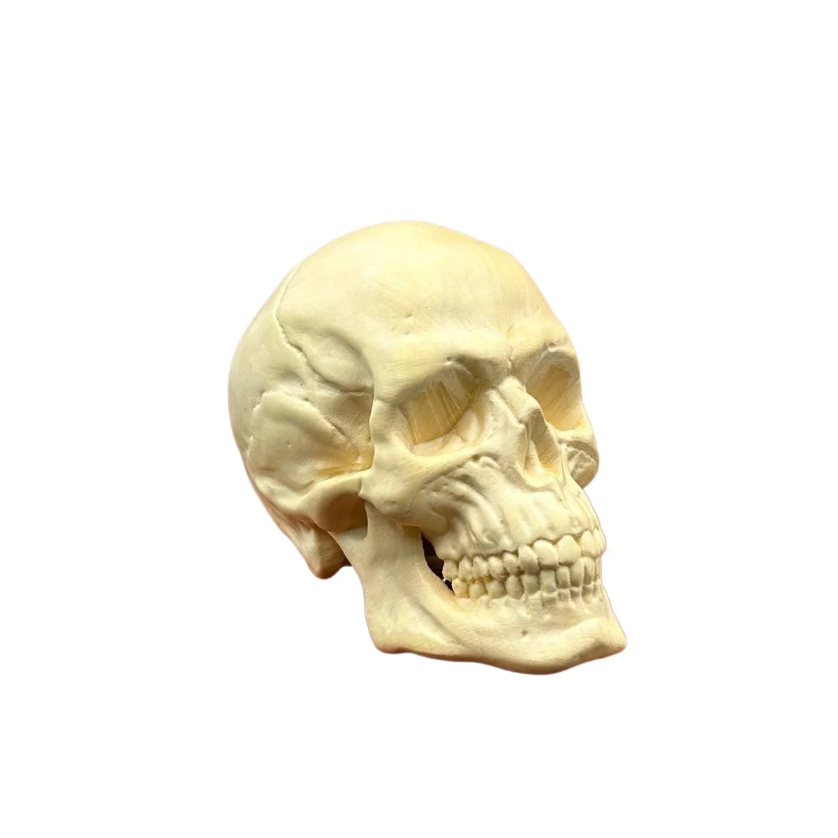 Solid Boxwood Carving Skull Ornament, Hand‑made Pocket Hand Grip, Unique Art Sculpture, Traditional Chinese Tabletop Art Present