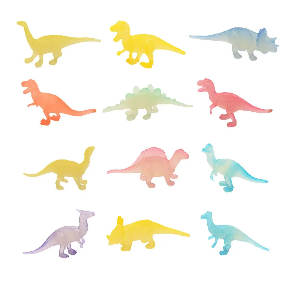 12Pcs Dinosaur Playthings Glowing Funny Kids Dinosaur Party Pretend Play Plastic Dinosaurs for Child