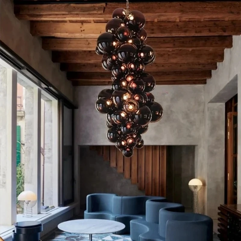 Grape Pendant Light Italian Fruit Themed Restaurant Empty Stairwell Designer's Club Hotel Homestay Artistic Light