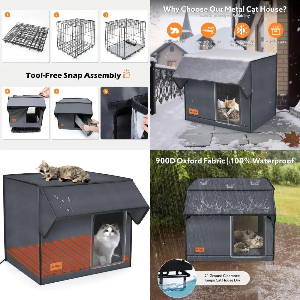 

Утепленные уличные домики для кошек с приподнятой лежанкой и грелкой, готовые к зиме