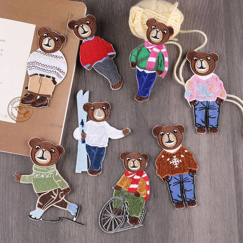Fashion Heat Transfer Ironing Patch Embroidery Patches Woven Label Clothing Accessories Badge Patches for Jackets Little Bear