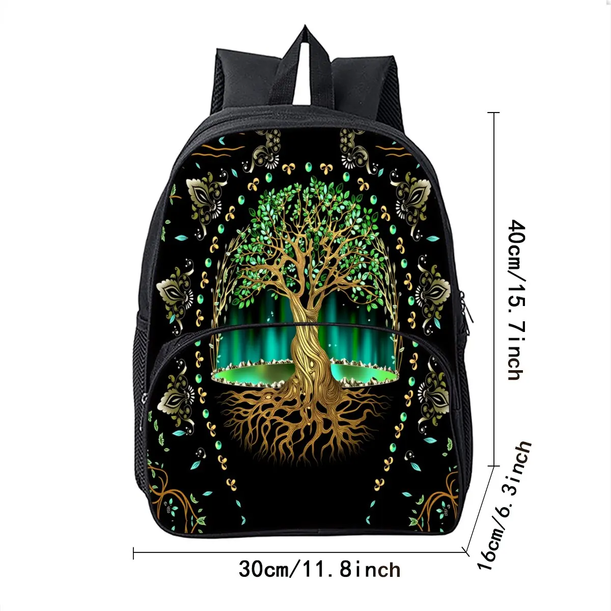 Tree Of Life Print School Backpack for Boys/Girls Best Gift Waterproof 2D Flat Cartoon Round Front Pocket Bag for Children
