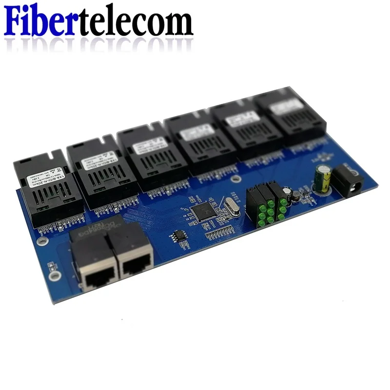 10/م/2 rj45 6x47 m sc منفذ ألياف إيثرنت سريع ، 6 sc 20 ، محول وسائط الألياف البصرية ، pcba