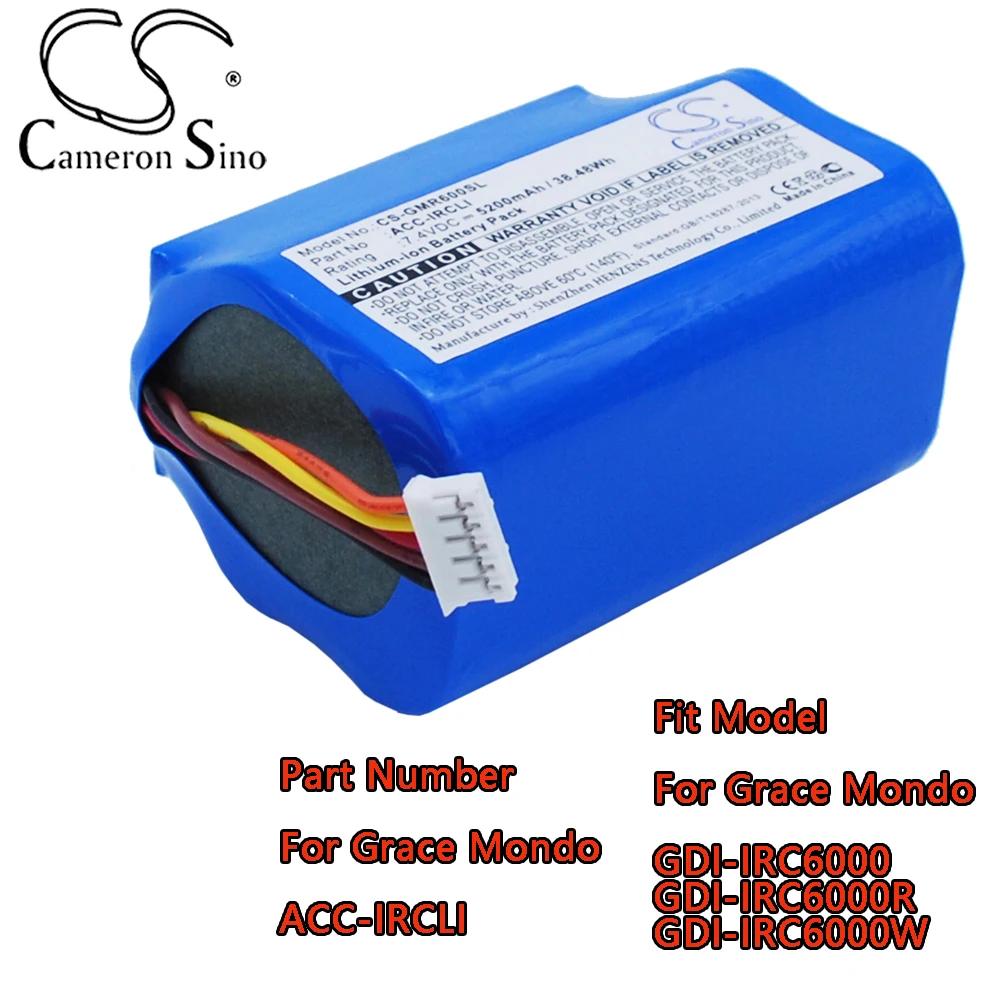 

Цифровая батарея DAB 5200 мАч-6800 мАч для Grace Mondo GDI-IRC6000 GDI-IRC6000R GDI-IRC6000W, номер детали для Grace Mondo ACC-IRCLI