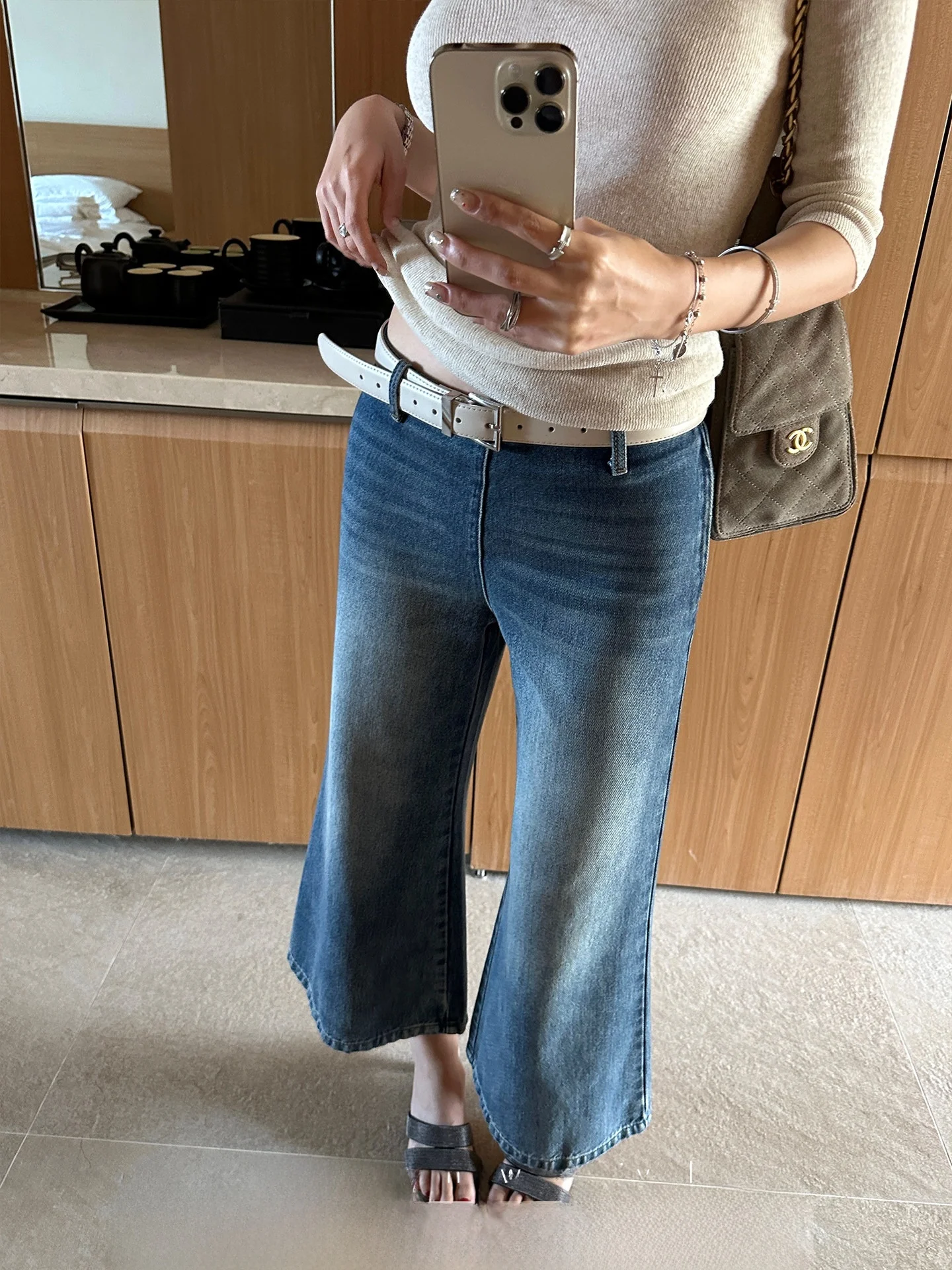 

Retro Handmade Skinny Seven-Quarter Denim Jeans Women's Casual Cotton l Waist Spring Summer New Sle Xzichic