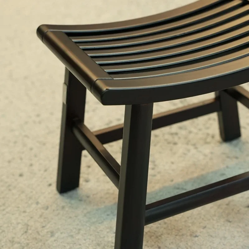 Solid Wood Small Bathroom Stool Shoe Changing Stools Portable Bamboo Shower Bench Stool Bathroom Seat Anti-Slip Feet for Elderly image 3