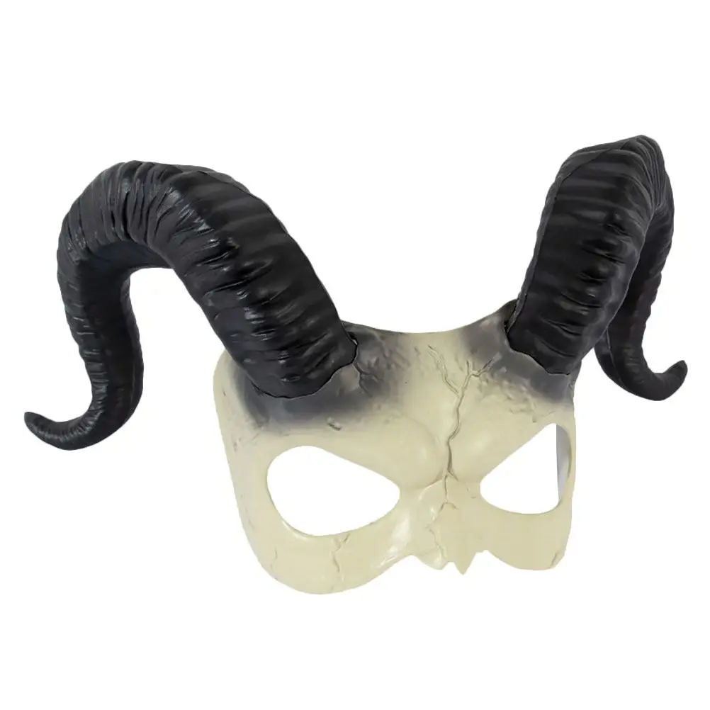 Sheep Horn Half Face Halloween Mask for Men Women Comfortable Elastic Strap Animal Cosplay Role Play Festive Party Masquerade