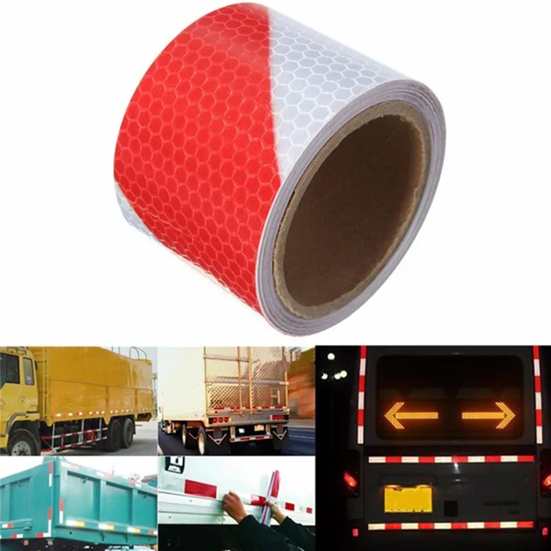 Nieuwe Collectie 2 "X 10 '3 Meter Rood Wit Reflecterende Veiligheidswaarschuwing Conspicuity Tape Film Stickers