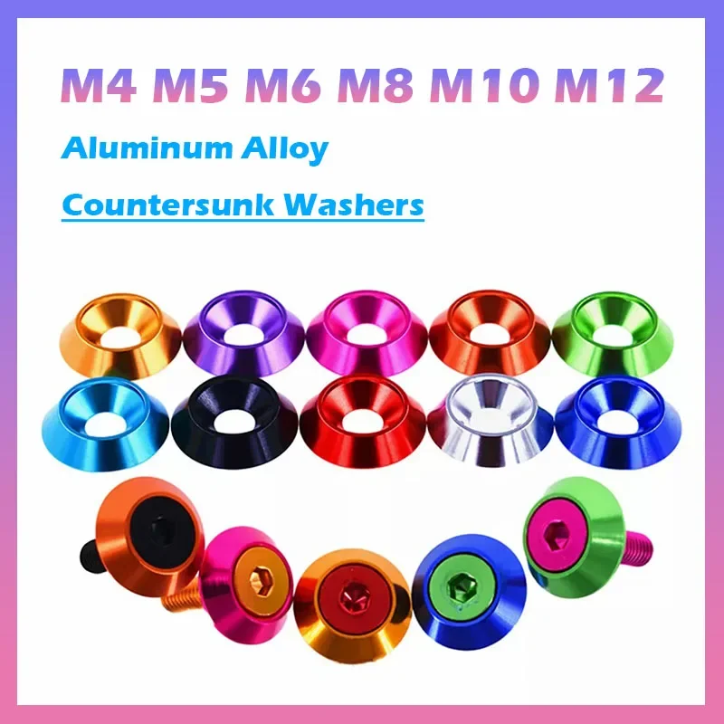 1~5Pcs M4 M5 M6 M8 M10 M12 Countersunk Washers -Anodised Aluminium - Screws Cup Washers