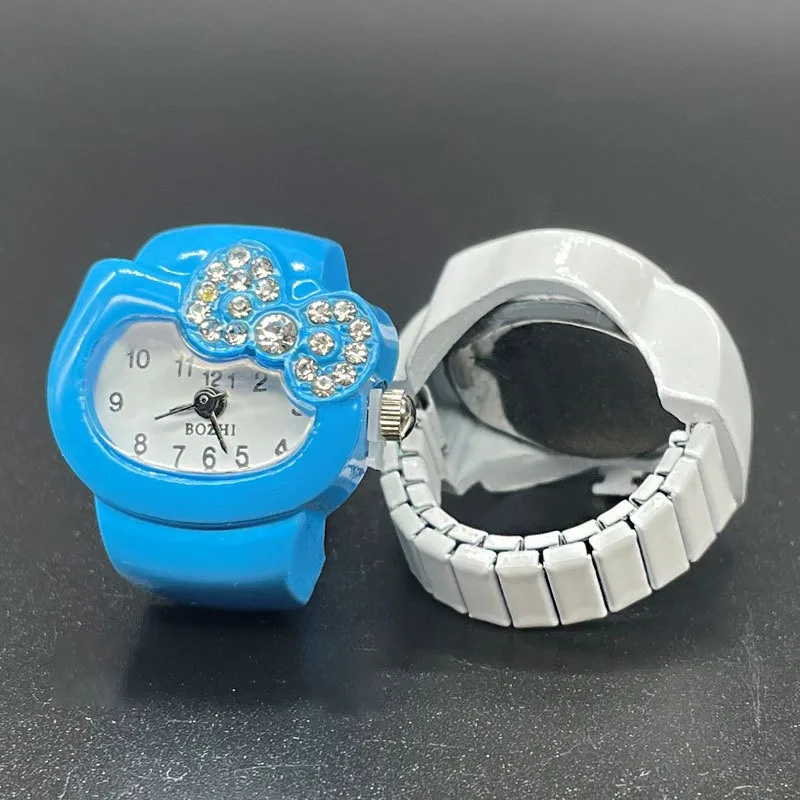 Sanurgente-Montre à quartz Hello Kitty pour filles, jolie bague, accessoires hip hop, bijoux fantaisie, cadeau pour enfants