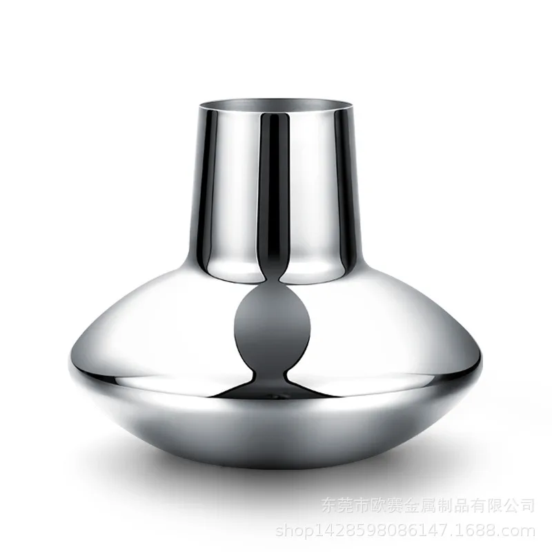 Nordic flower pot simple stainless steel vase light luxury model house soft decoration living room ornament flower arrangement