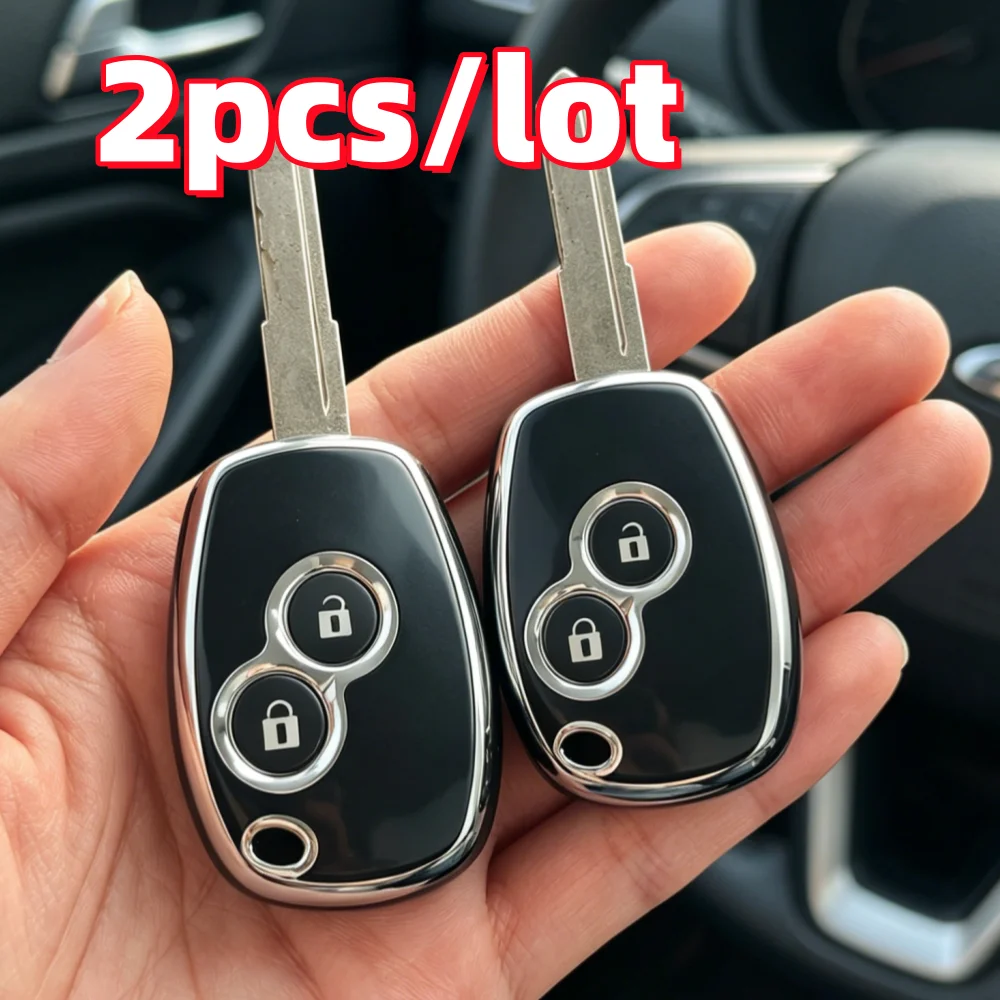 2pcs Car Key Case Covers For Renault Megane Modus Espace Laguna Duster Logan For DACIA Sandero Fluence Clio Kango 2 Buttons