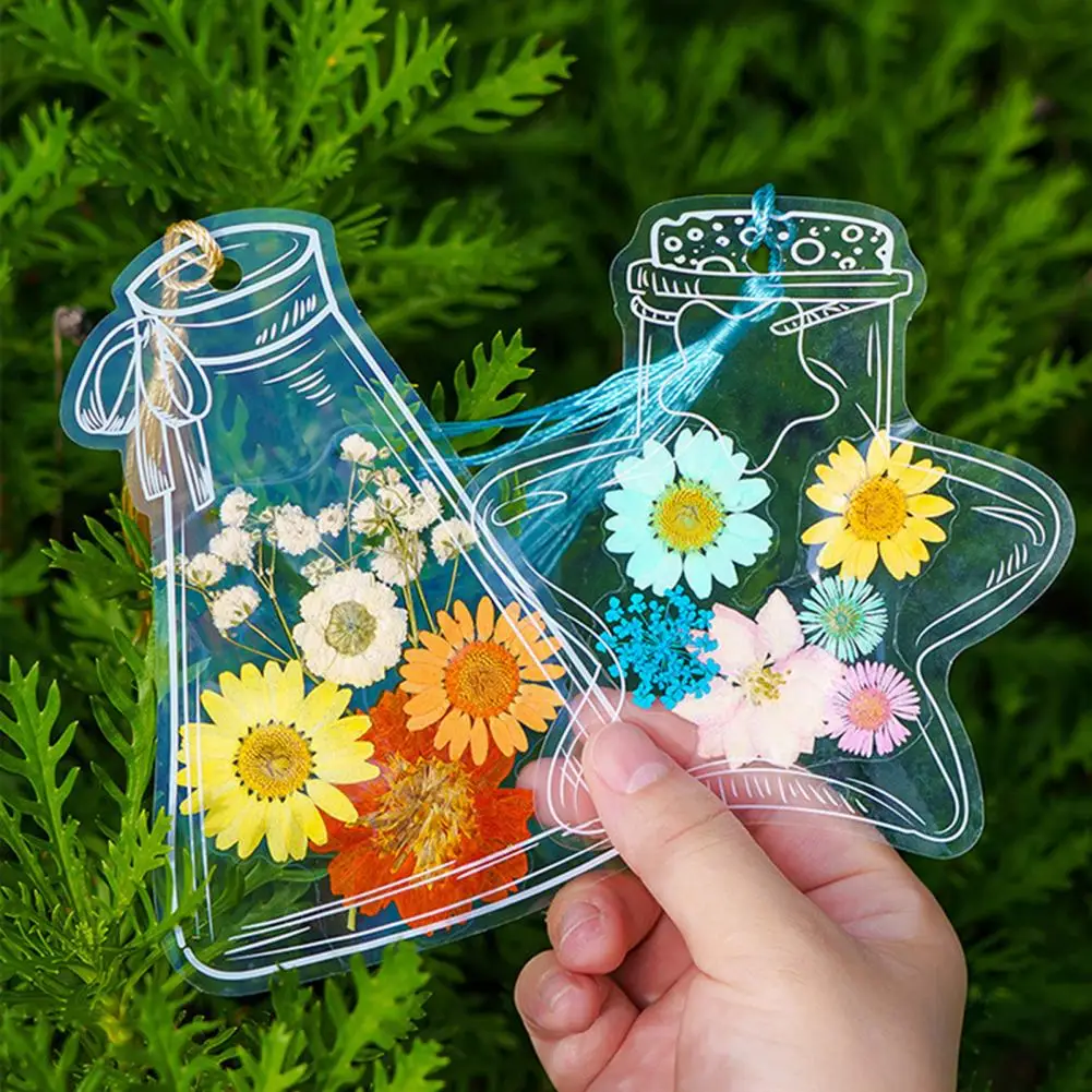 20Pcs Dried Flower Bookmarks Transparent DIY Bookmarks Creative Floral Plant Drift Bottle Bookmarks Scrapbook Diary Decorations