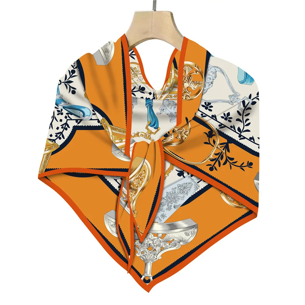 

Большая шелковая шаль, женские треугольные шарфы, шали для мамы, рождественский подарок, аксессуары для головы и шеи