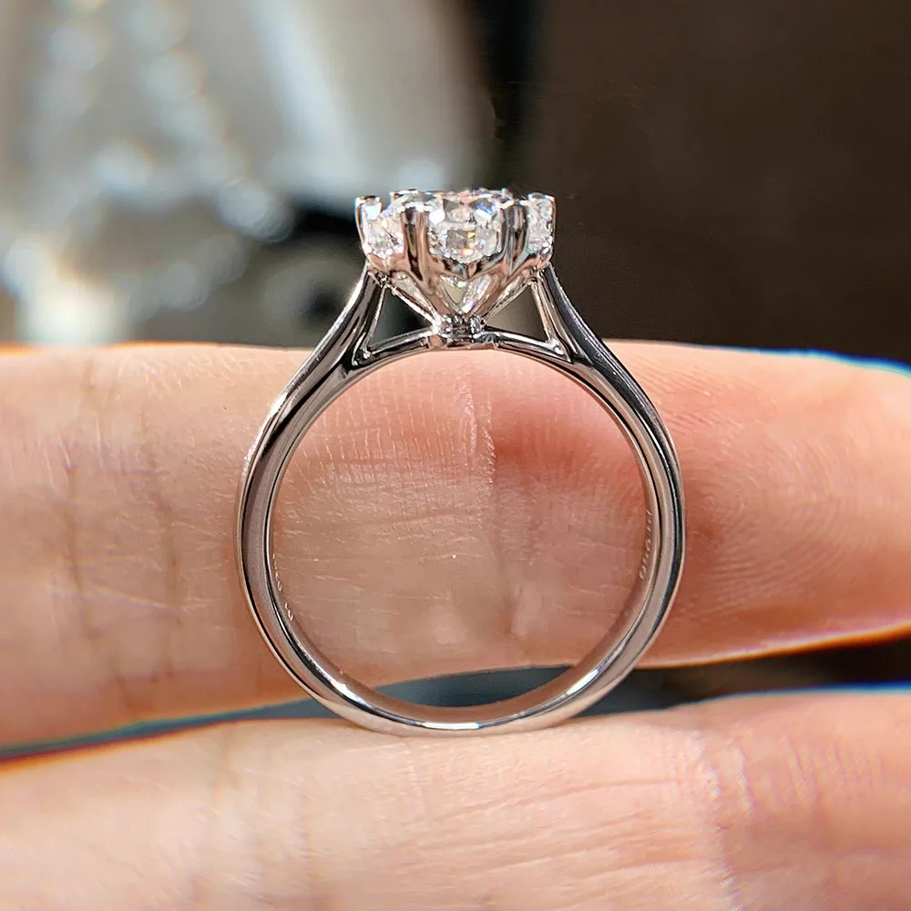 IGI Lab Growing Diamond Ring Round D Color 1 2 3 4Ct Solid 9K White Gold Ring Diamond wedding ring Factory Engagement Ring