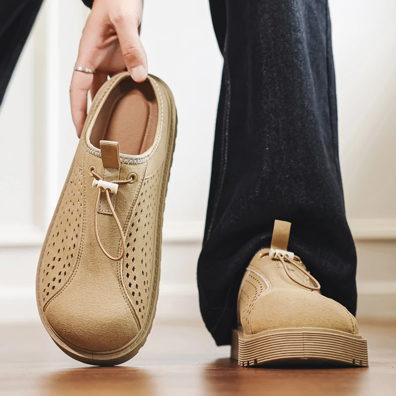 Men's slip-on slippers for home use, lightweight and non-slip, European and American style casual Korean streetwear, easy to wear for everyday outfits