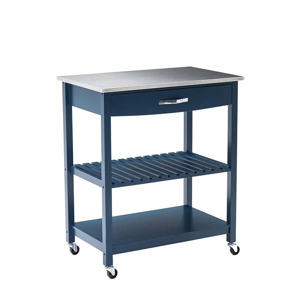 

Holland Kitchen Cart With Stainl Steel Top, Navy Blue