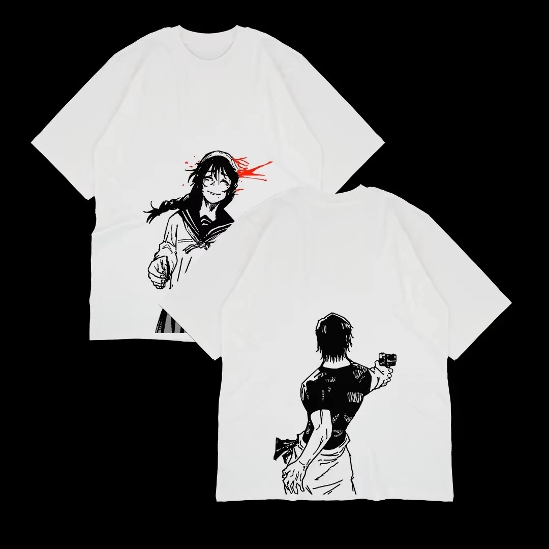 2026 جديد JJK Toji بندقية تي شيرت مطبوع النساء الرجال انمي ياباني مانغ الجرافيك قصيرة الأكمام الثقيلة القطن المحملة الإناث الذكور الملابس #2
