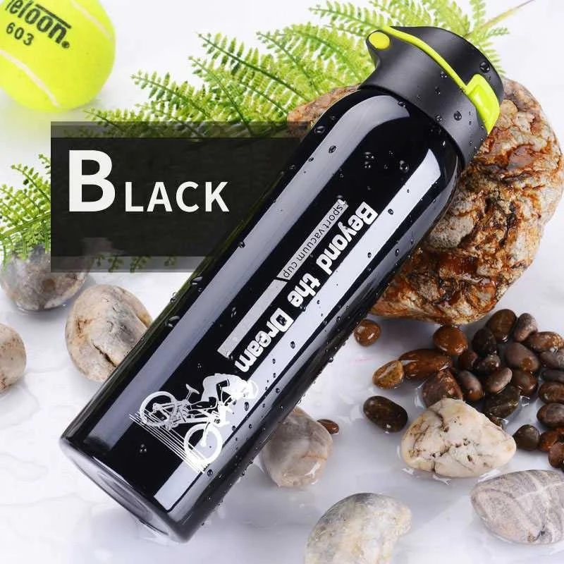 500ML Bicycle Water Bottle Vacuum Stainless Steel Cycling Water Bottle Double Walled Simple Thermo Mug Insulated With Straw