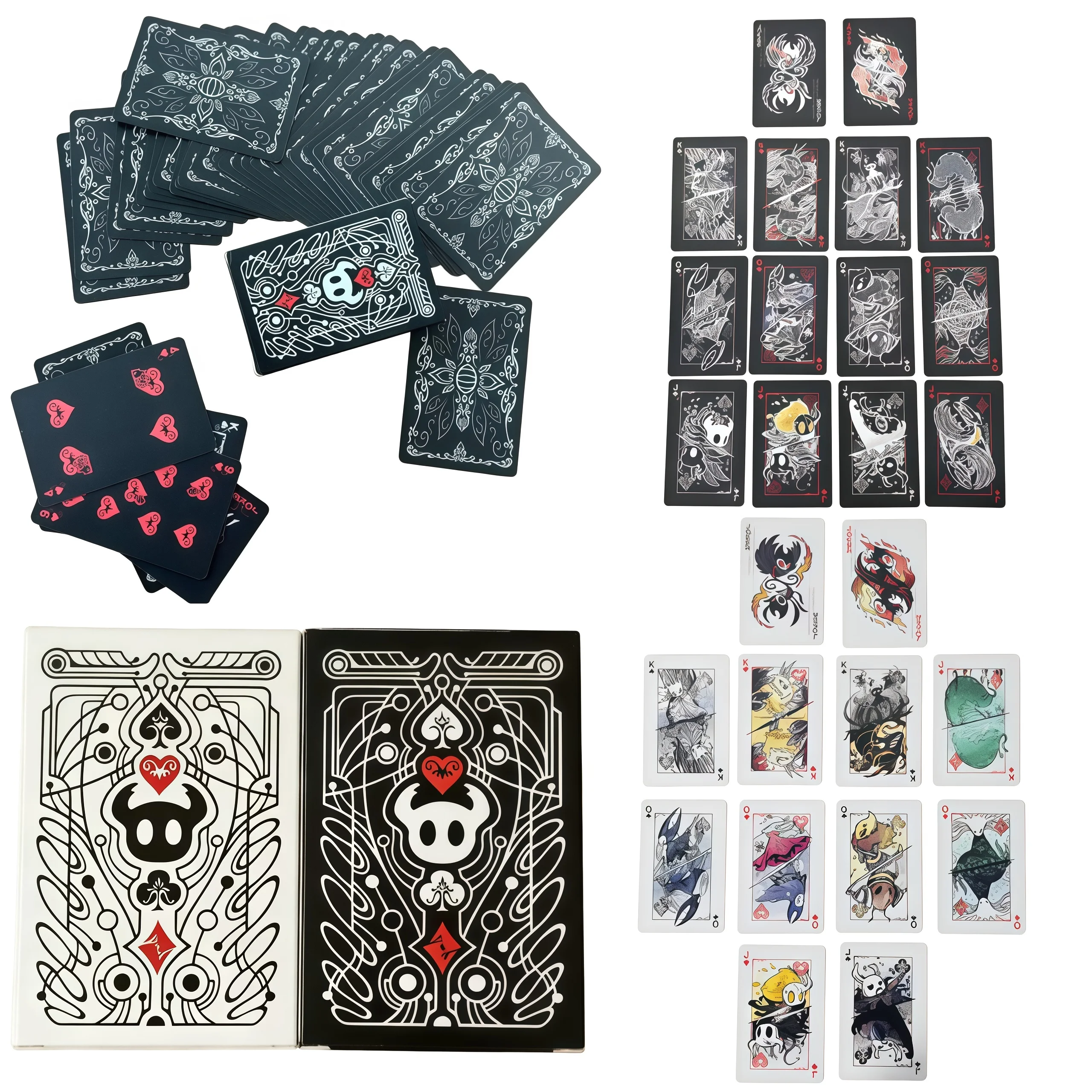 Hot Hollows Knights Standard-Poker-Kartenspiel-Set, tragbare schwarz-weiße Spielkarten, kreatives Brettspiel, Geschenke, Partyzubehör