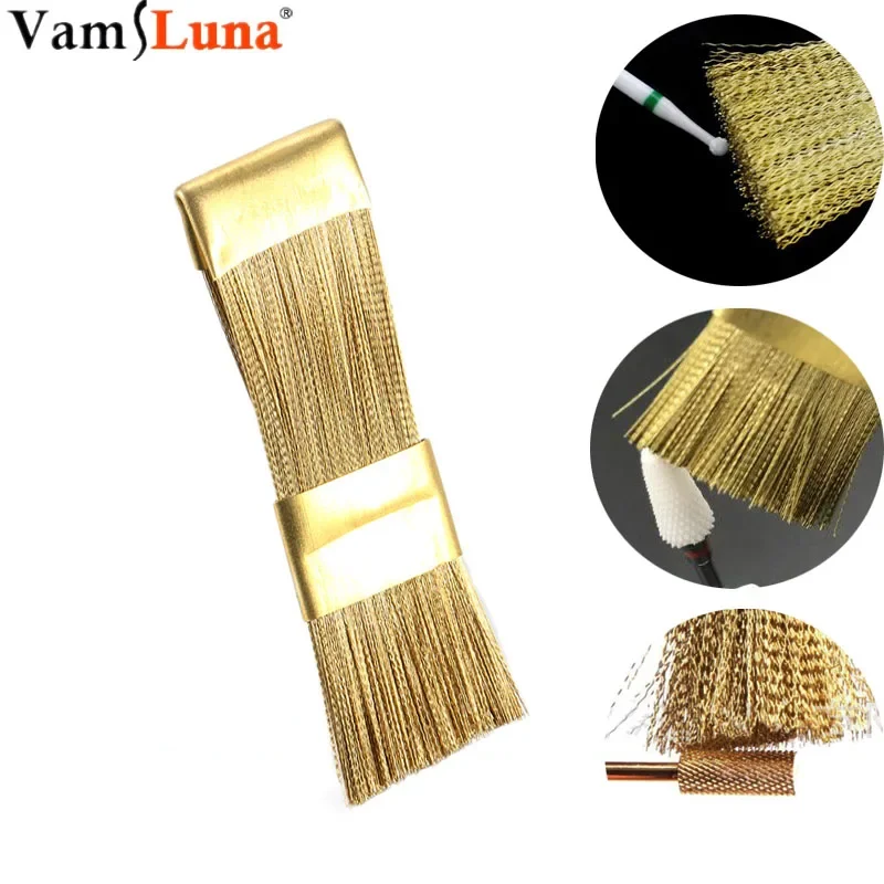 1pcs/lot Burs Cleaning Brass Wire Brush Flat Dental Product Burs Files Stand Cleaning Brush Nail Drill Bit Clean Tool