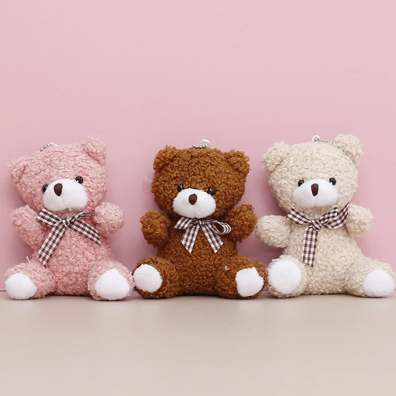 Wholesale kawai teddy bear plush keychains toys handbag backpack charm pendant accessories animals stuffed bear plush keychain