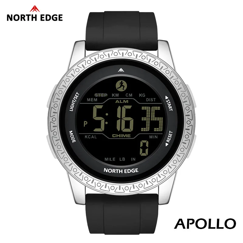 NORTH EDGE APOLLO Luxury Men Women Digital Watch Waterproof 50M Sports Watches Dual Time Pedometer Alarm Clock Couple's Watches
