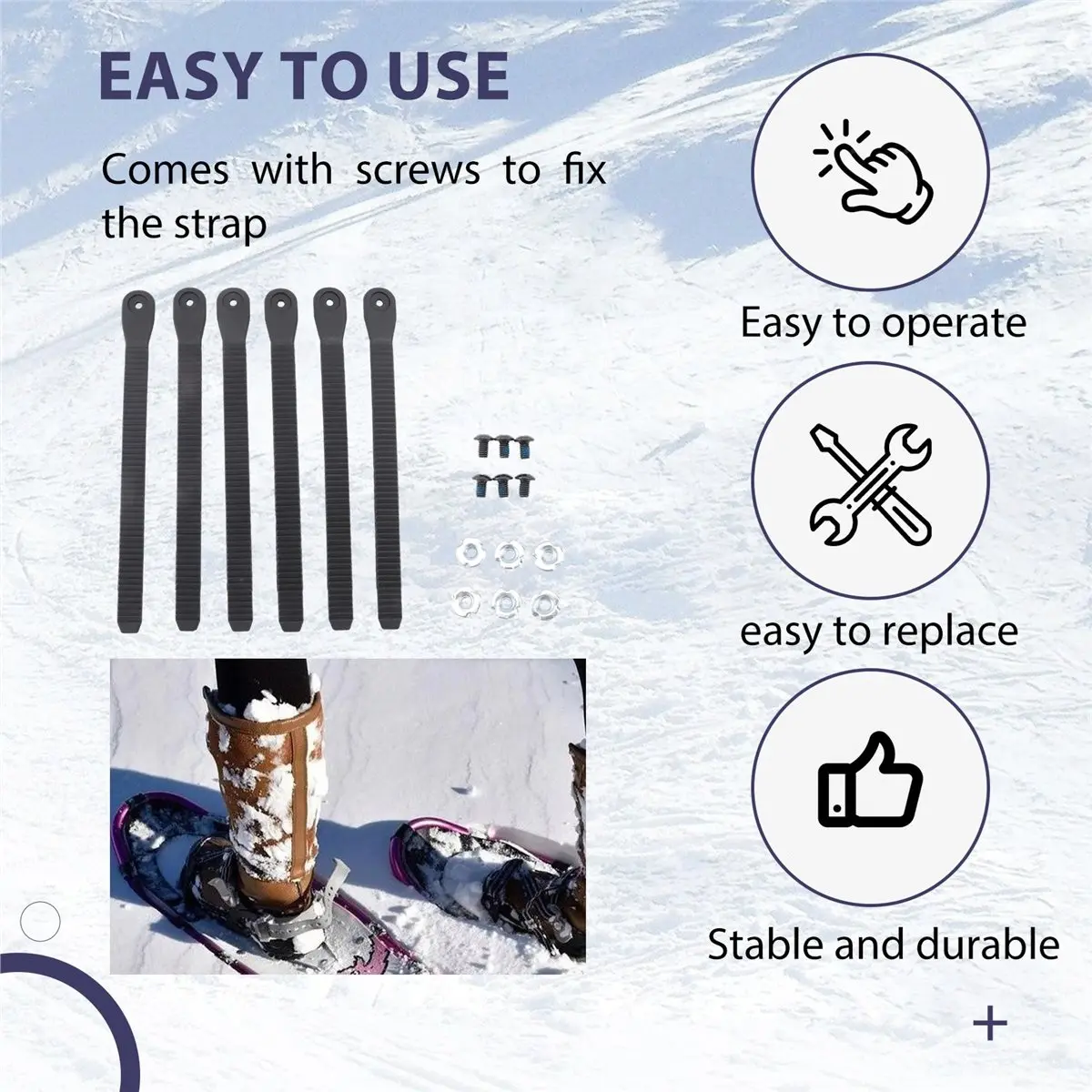 Sports 6PCS Snowboard Ankle Ladder Strap, Roller Skating Shoes Strap Snowboard Ladder Strap Binding Replacement with Screws