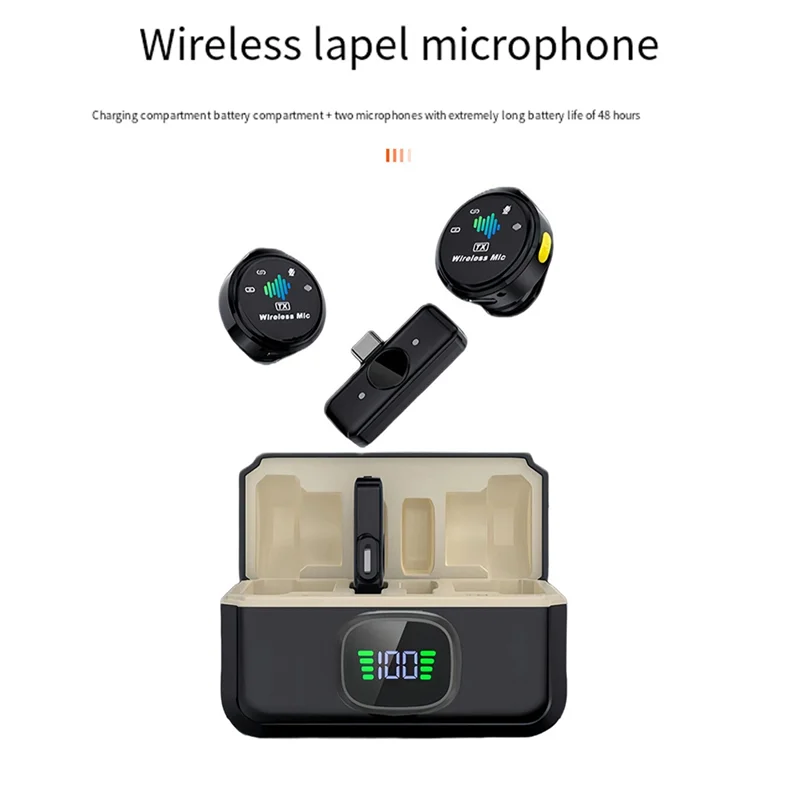 Micrófono Lavalier inalámbrico A25P con estuche de carga micrófono con chip Plug And Play 2,4G