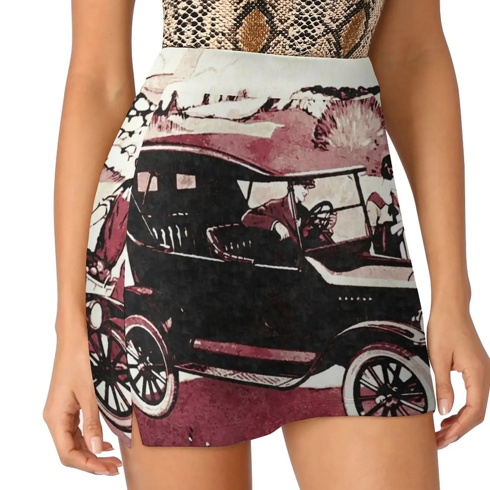 

Model T Touring Ad Art Mini Skirt Miniskirt mini denim skirt