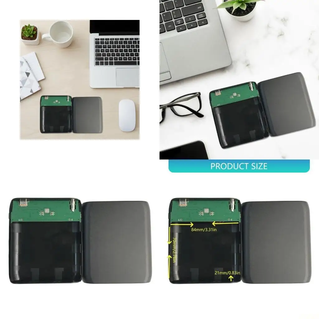 B03F 22.5W Power Battery Box for 4x 21700 Batteries DIY Air-Conditioned Clothing Type C PD20W DC38135