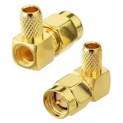 5pcs/lot SMA Male Connector 90 Degree Right Angle Crimp for RG58 RG142 LMR195 RG400 Cable 50ohm RF Adapter Coaxial New Brass