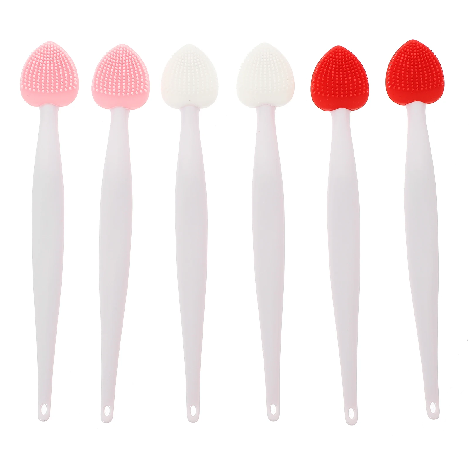 

6pcs Facial Cleaning Brush Double-Sided Nose Scrub Brush Silicone Lip Scrub Tool Portable Manual Nose Cleaner Ergonomic Handle