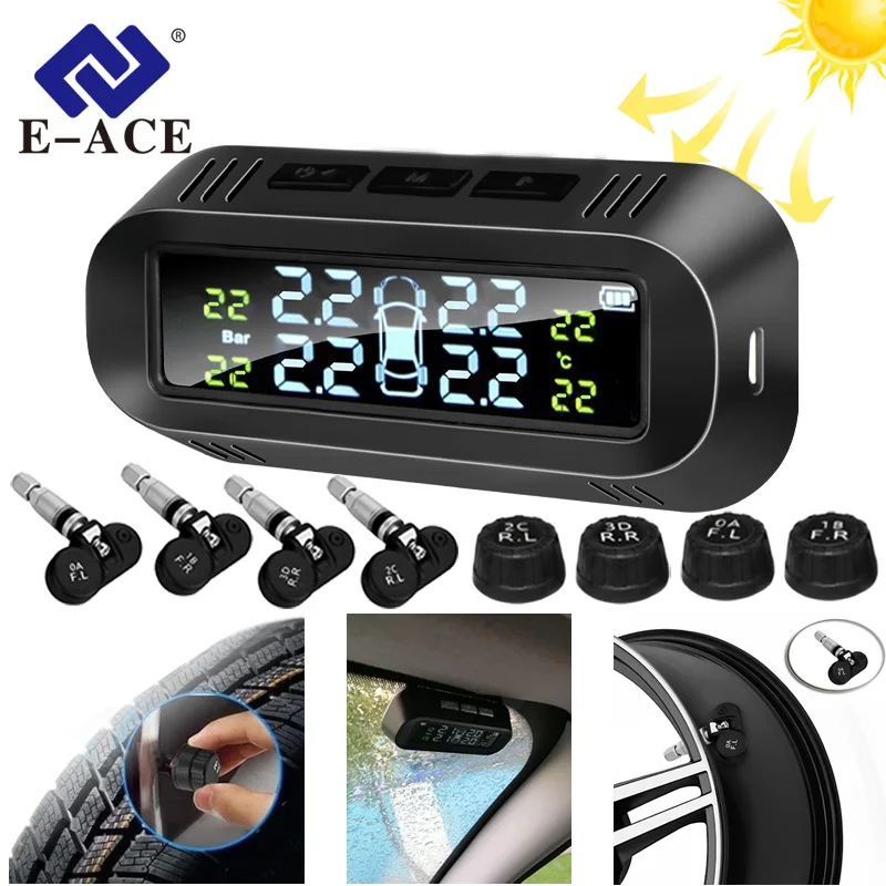 

E-ACE K04 Tpms sensor solar Tire Pressure Monitor System Tire Pressure Security Alarm Tire pressure sensors