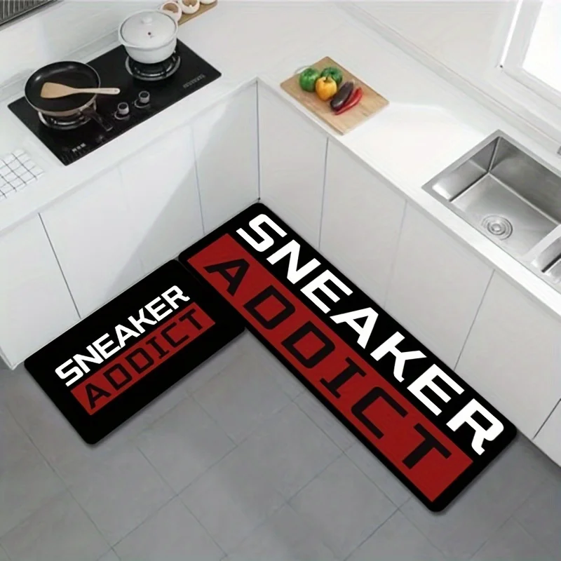 VIKAMA Sneaker Addict Minimalist Floor Mat - Versatile for Kitchen, Living Room, Bedroom & More - Machine Washable Polyester