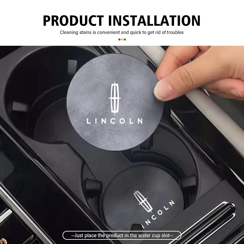 2szt Podkładka pod kubek z owczej skóry Antypoślizgowa podkładka pod kubek do Lincoln Navigator MKZ MKX MKC MKT Continental Nautilus — zdjęcie 5