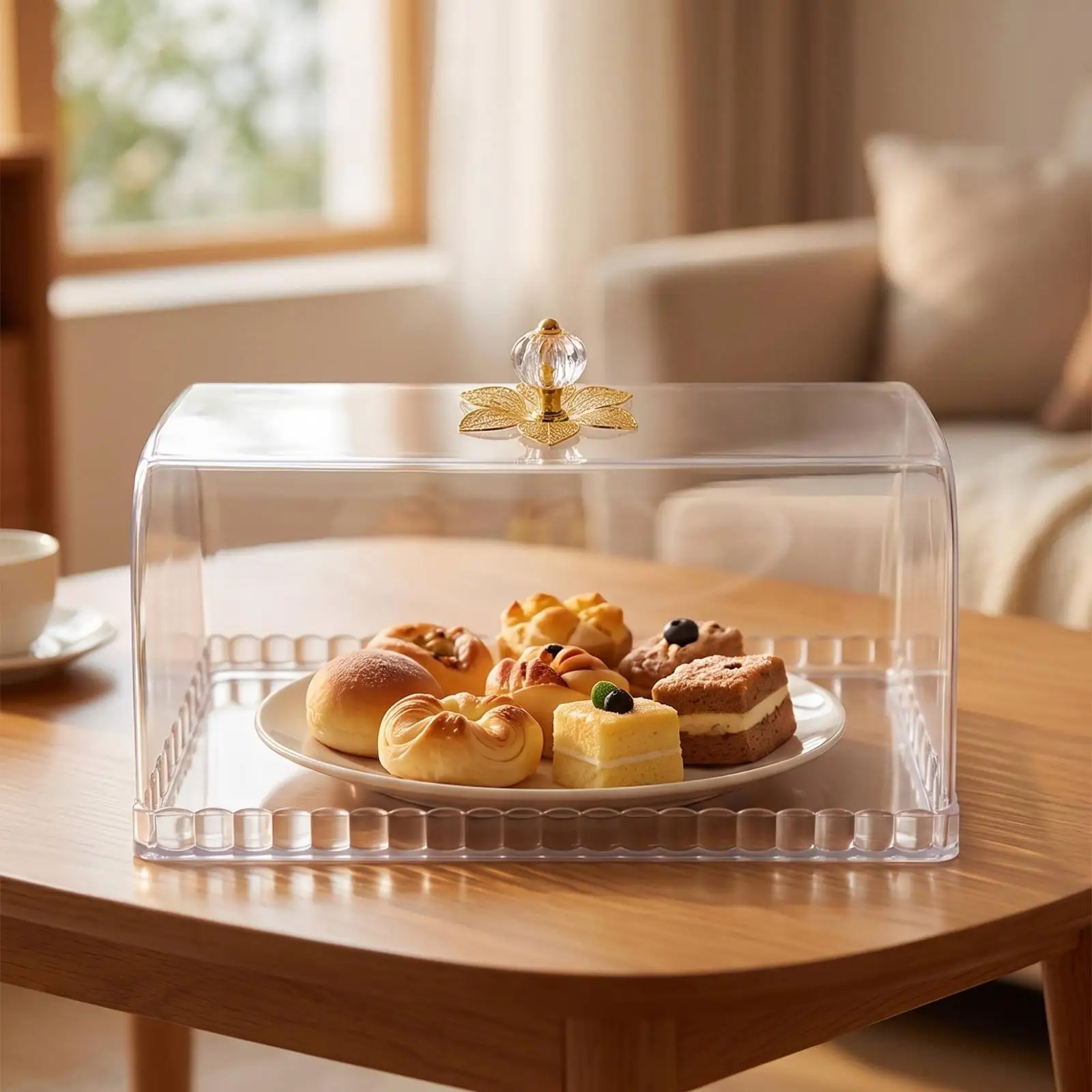 Cake Cover with Knob Handle Rectangular Cake Cover with Knob Transparent Clear