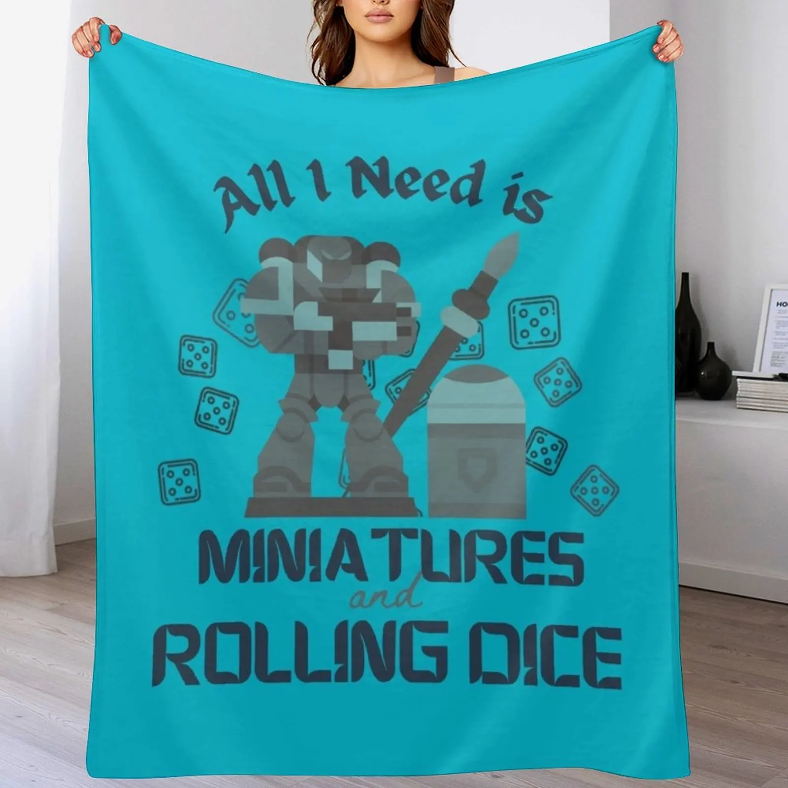 All I Need is Miniatures and Rolling Dice Throw Blanket Warm Flannel Blanket for Couch Chair Bedroom
