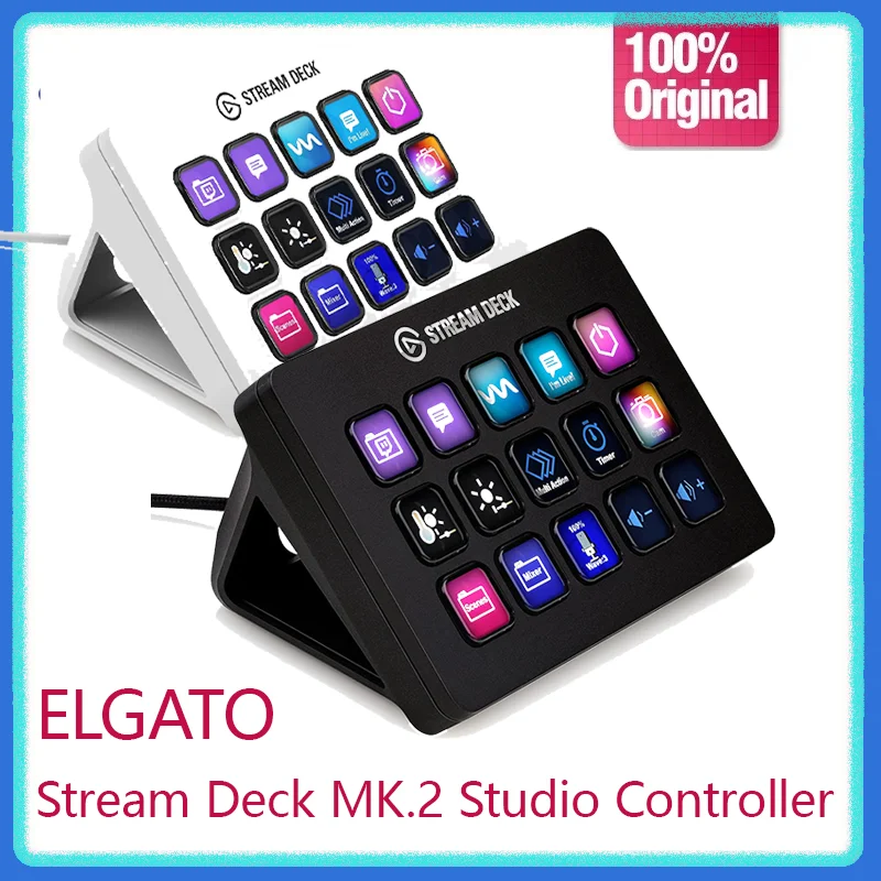 وحدة تحكم Elgato Stream Deck MK.2 Studio 15 مفتاحًا ماكروًا تعمل في التطبيقات والبرمجيات مثل OBS تعمل مع Mac والكمبيوتر الشخصي