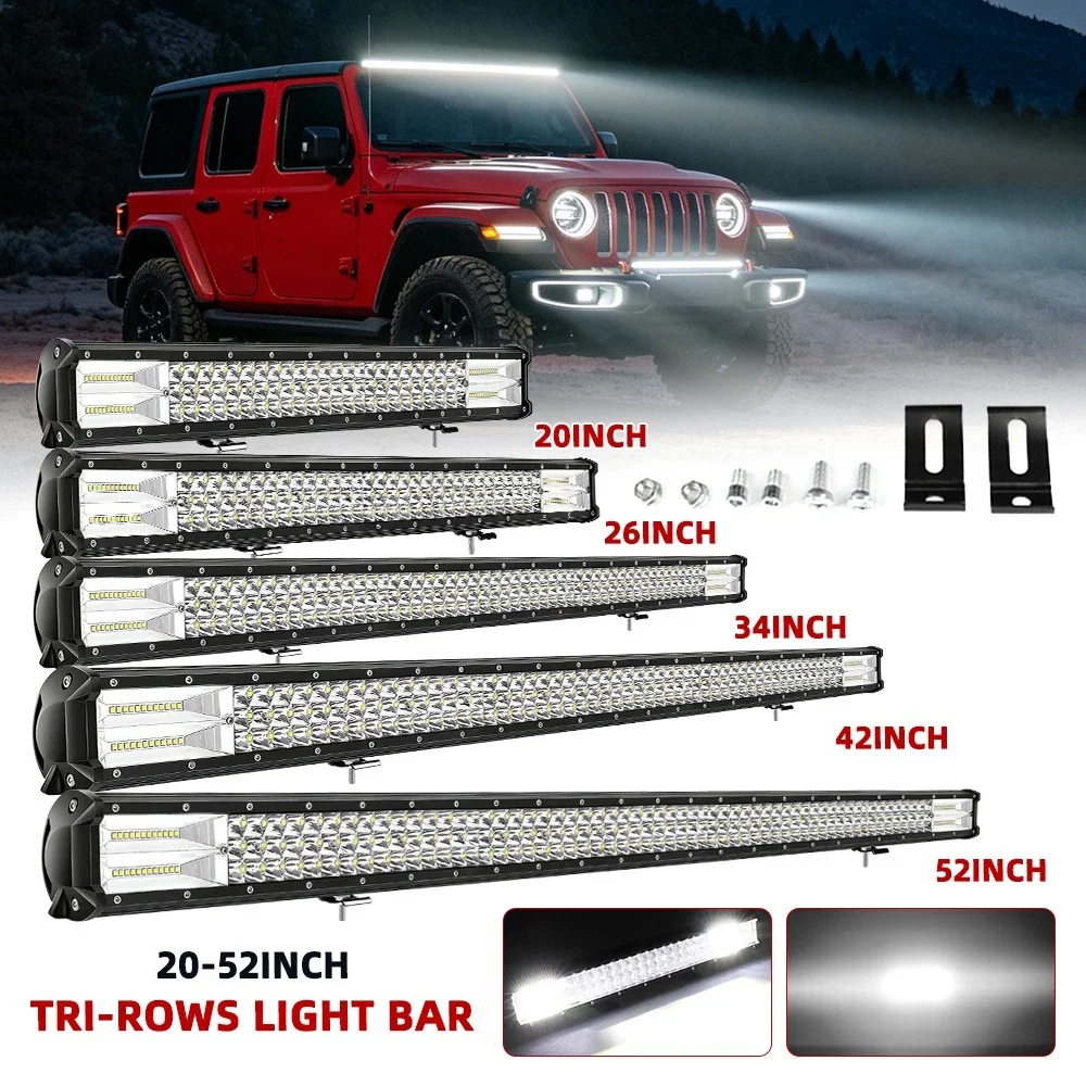 

MGLLIGHT Car Lights 20 28 34 38 42'' Led Light Bar Tri-Row Spot Flood Combo Offroad Lights for Car SUV UTV ATV Bumper 4WD