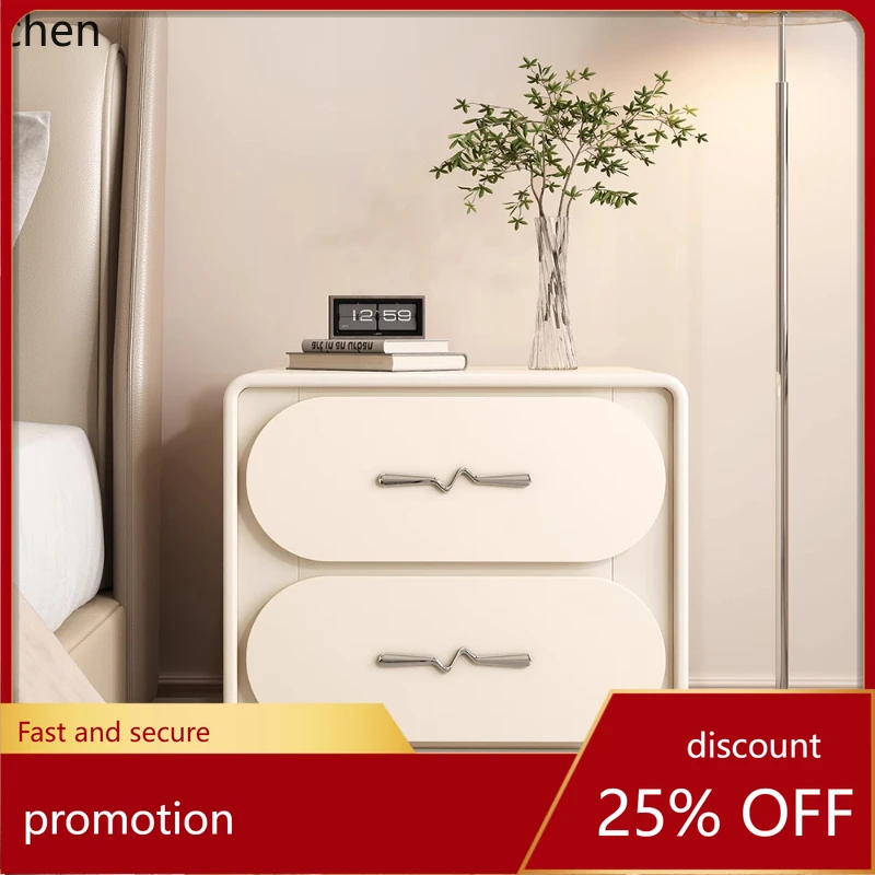 

HT solid wood bedside table bedroom simple modern high-end black retro style locker