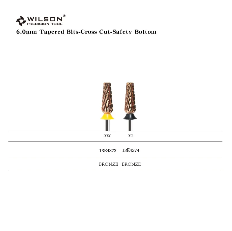 WILSON-brocas cónicas de 6,0mm, corte cruzado, seguridad inferior, brocas para uñas, herramienta de manicura de gel, accesorios para uñas, gran oferta