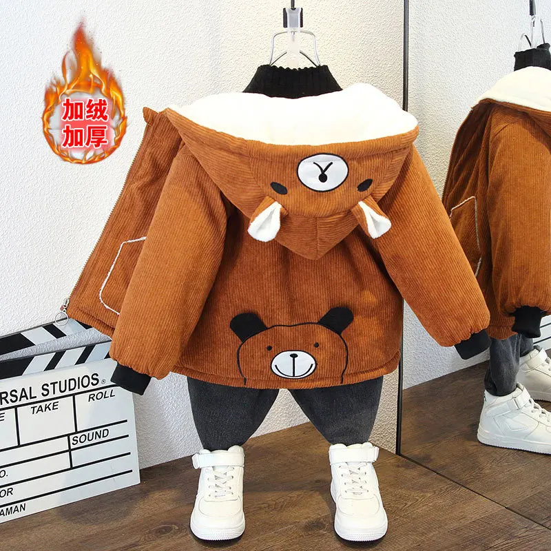 Ragazzi addensare cappotto più velluto caldo parka autunno inverno bambino cotone con cappuccio Trench velluto a coste solido capispalla bambini